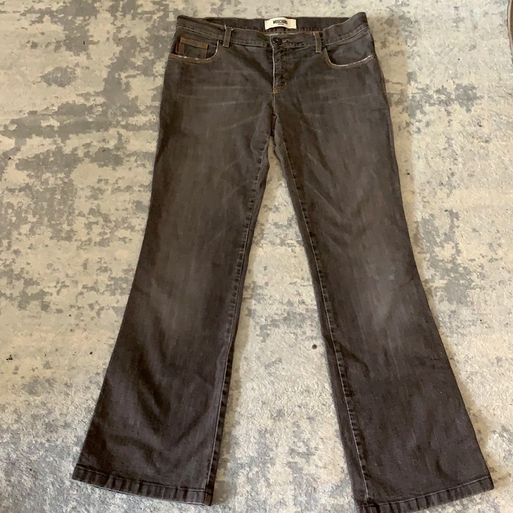 MOSCHINO boot cut heart pocket jeans
